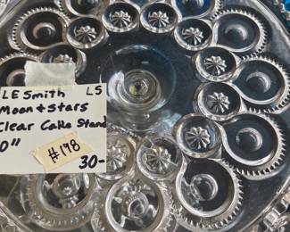 #198	LE Smith Moon and Stars Clear Cake Stand - 10"	 $30.00 
