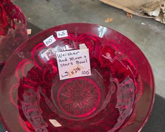 #206	Weishar Red Moon and Stars Bowl 	 $100.00 
