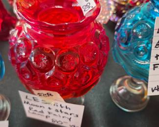 #208	Le Smith Moon and Stars Red Fairy Lamp - Vintage 	 $80.00 