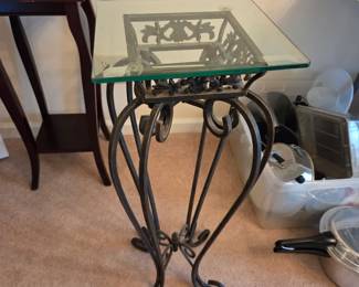 #2	Metal Base w/Beveled Glass Top Side Table - 12x12x30 - Very Heavy	 $75.00 
