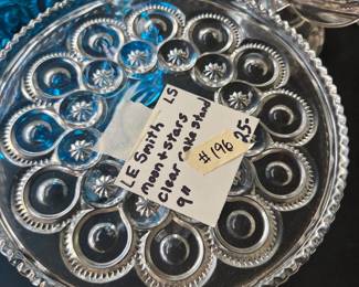 #196	LE Smith Moon and Stars Clear Cake Stand 9"	 $25.00 