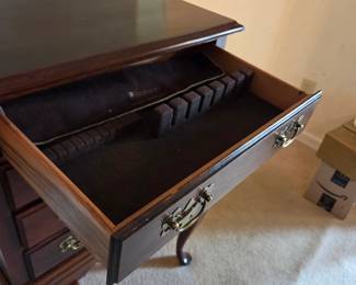 #19	Silverware 4 Drawer Chest w/Divided Trays - (as is few scratches on top) - 24x14x38	 $175.00 