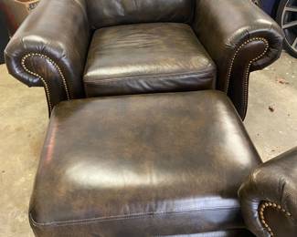 Lazy Boy Leather chair and ottoman