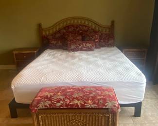 Lexington cedar chest, King size headboard with bed frame and mattress and two nightstands.