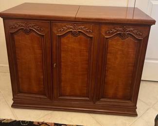 French Provincial Louis XV Style Bar Cabinet