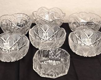 8 Cut Glass Bowls