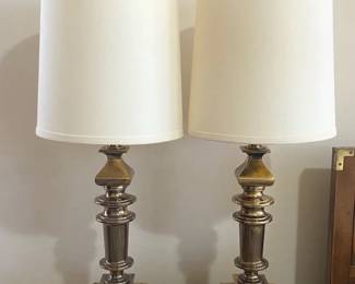 2 Vtg Brass Lamps