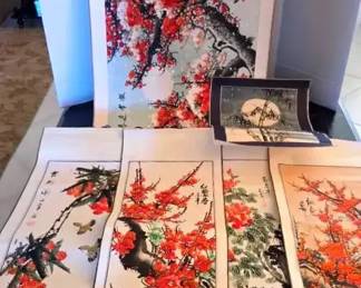 5 Asian Fabric Screens