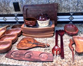 Signed Monkey Pod Wood Dishes