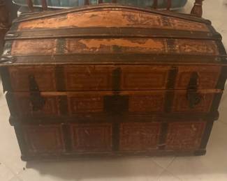 Antique Dome Top Steamer Trunk
