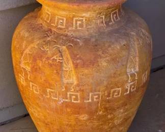 Very Large Terracotta Pot WEtching