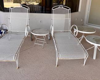 Wrought Iron Recliners  Tables
