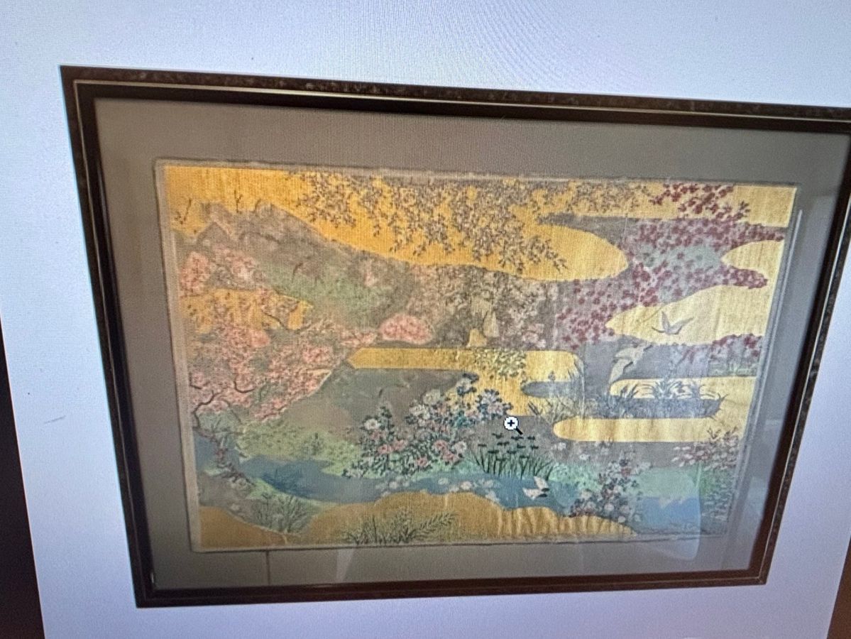 Framed Japanese Silk Embroidery Panel