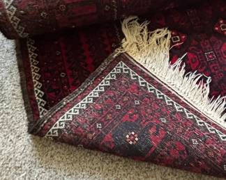 Vintage Burl Wood Cabriole Leg Console Table with Oriental Rug