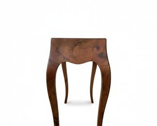 Vintage Burl Wood Cabriole Leg Console Table with Oriental Rug