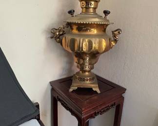 Antique Russian Brass Samovar with Teapot
