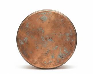 Antique Hammered Copper Bowl with Scalloped Edge