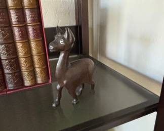 Bronze Llama Figurine and Decorative Book Set