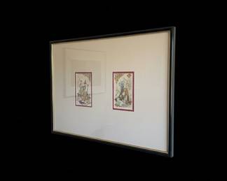 Framed Persian Miniature Painting of a Seated Figure