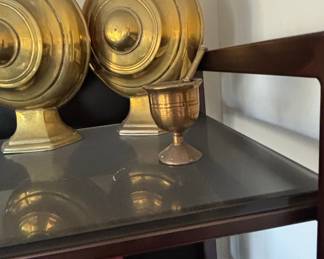 Pair of Brass Spirit Lamps or Decanters