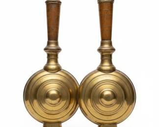 Pair of Brass Spirit Lamps or Decanters