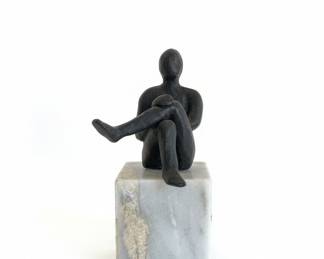 Vintage Crystal Mantel Clock with Decorative Abacus and Abstract Figurine