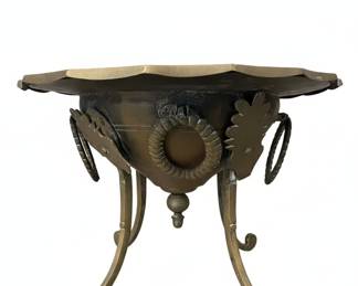 Vintage Turkish Brass Brazier Table with Lid