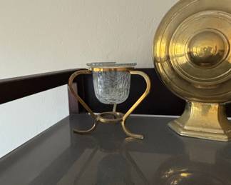 Pair of Brass Spirit Lamps or Decanters