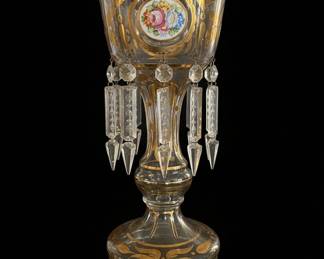 Bohemian Ruby Red Glass Decanter Set with Gilt Decoration