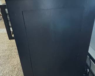 Dark Wood Media Console with Lattice Glass Doors