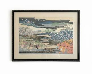 Japanese Silk Embroidery Panel - Cranes and Landscape