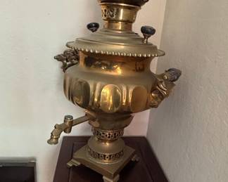 Antique Russian Brass Samovar with Teapot