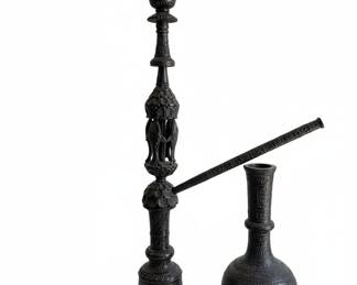 Vintage Ornate Middle Eastern Hookah / Shisha Pipe with Elephant Motifs