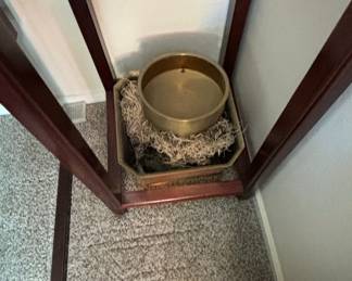 Brass Samovar on Carved Chinese Rosewood Plant Stand