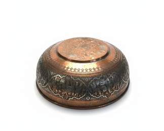 Antique Persian Tinned Copper Bowl, Qajar Era