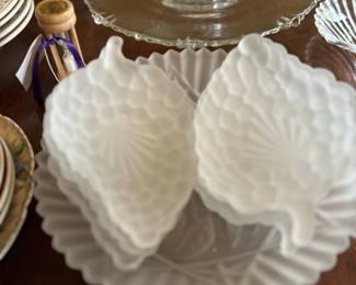Vintage Frosted Glass Dishes/Platter