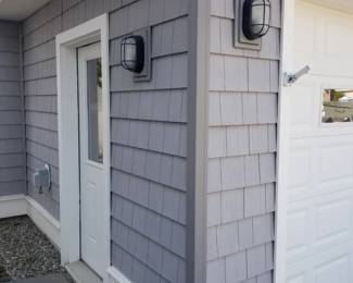 CertainTeed siding; exterior light fixtures