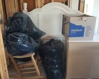 Queen bed; rocking chair