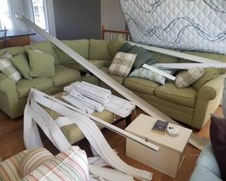 Fern green sectional sofa by Braxton Culler