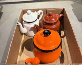 Lot of Enamel Teapots