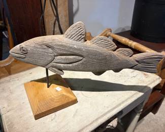 Carved Wooden Fish Sculpture