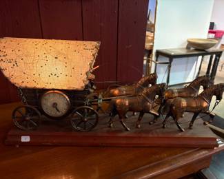 Covered Wagon Clock & Mechanical Whip