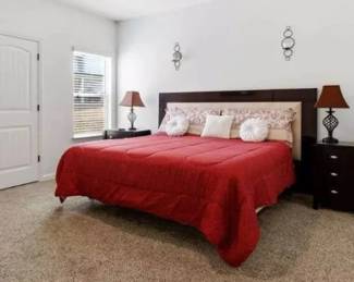 Queen Size Bed Set Dark Coffee Brown Accent Lamps Comforter Set