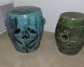 Two ceramic stools.