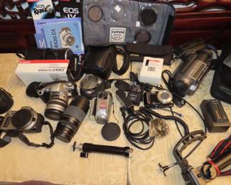 Large selection of cameras.