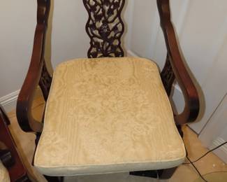 Asian Rosewood furniture. Highly carved back rests and silk cushions.