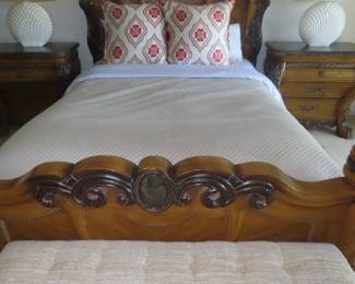 Nightstands, adjustable queen size bed, matching bed frame.