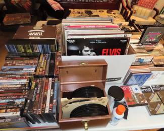 Elvis LPs and 45s and other artists.   DVDs, CDs.