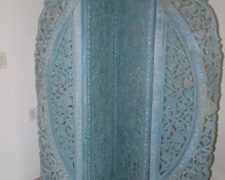 Four fold Bohemiam wooden screen.