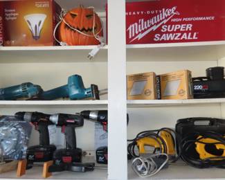 Drills, sawzalls, nail guns, masonary drill, sanders, 